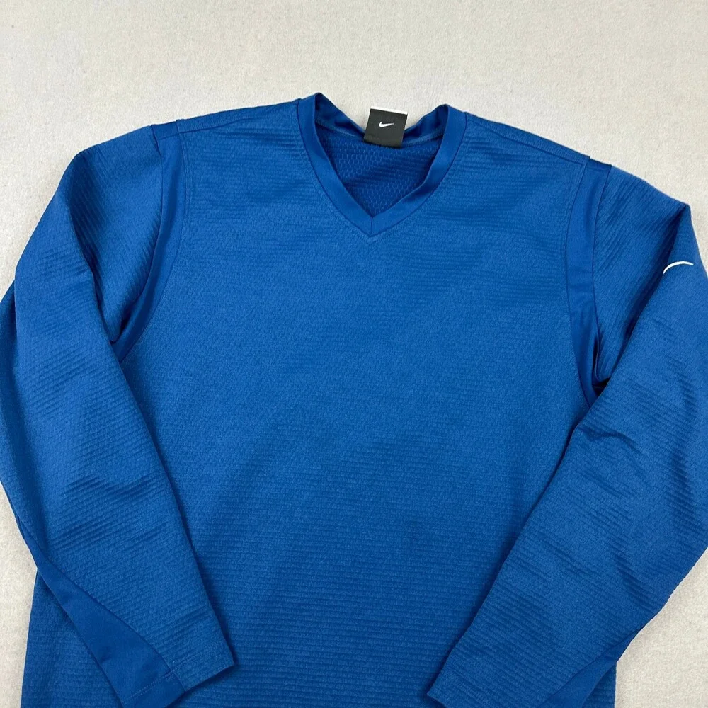 Nike Golf Sweater Men Medium Blue Therma Fit Pullover Embroidery Swoosh M *